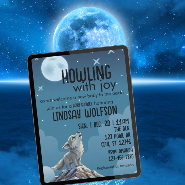 Invitación Howling with Joy, Wolf Baby Shower (Subido por el creador)