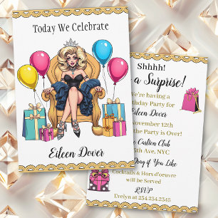 Invitación Hoy celebramos tu cumpleaños   Reina de arrastrar