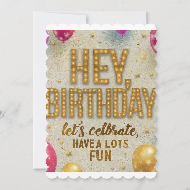 Invitación Hoy, es mi cumpleaños, celebremos y pasemos bien (Anverso)