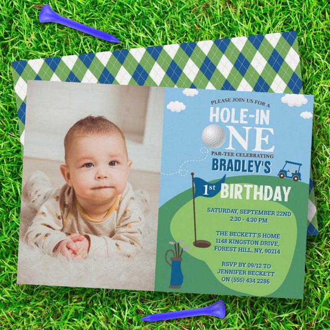 Invitación Hoyo En Un Golf Foto De Primer Cumpleaños (Subido por el creador)