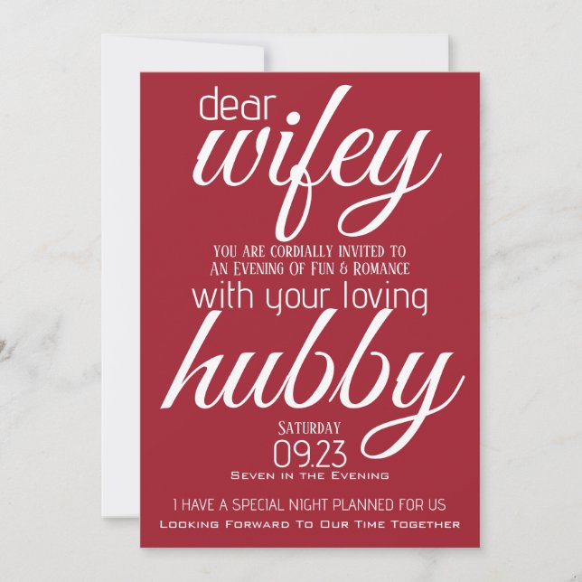 Invitación Hubby pregunta a Wifey Out (Anverso)