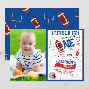Invitación Huddle Up Rookie Cute Fotografía De Fútbol Primer