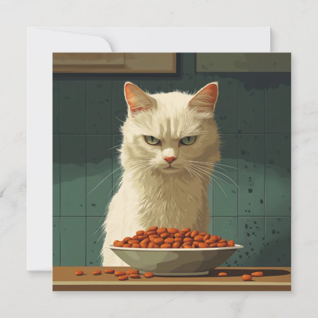 Invitación Huelga de comida para gato (Anverso)