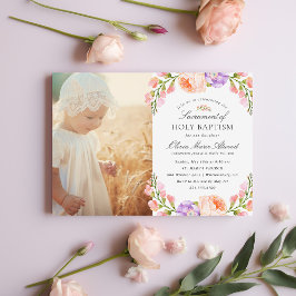 Invitación Huelga de Lilac y bautismo de foto de niña