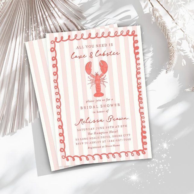 Invitación Huelga rosa Lobster Náutico Ducha de novias (Subido por el creador)