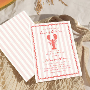 Invitación Huelga rosa Lobster Náutico Ducha de novias