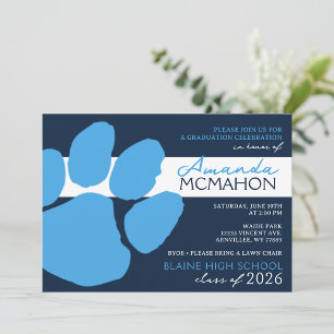 Invitación Huella azul claro y marina elegante (foto de vuelt
