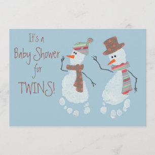 Invitación Huella de bebé Nieve TWINS bebé ducha