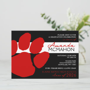 Invitación Huella de papel elegante negra y roja (Foto de vue