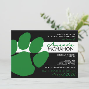 Invitación Huella de papel elegante verde y negro (foto de vu
