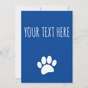 Invitación Huella de pata de perro Texto personalizado Azul