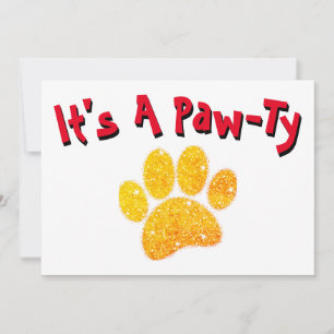 Invitación Huella de perro de Purpurina de ntage