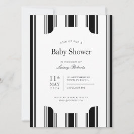 Invitación Huella de regencia vertical blanca y negra vintage