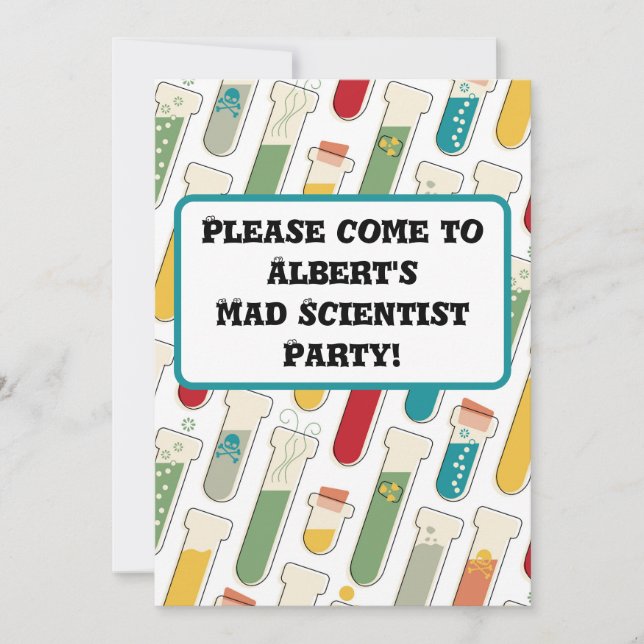 Invitación Huella de Tubo de Prueba de Química Moderna de Mid (Anverso)