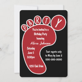 Invitación Huella del Partido Nacimiento Rojo en negro