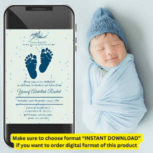 Invitación Huella del recién nacido bebé musulmán Aqiqah Aqee