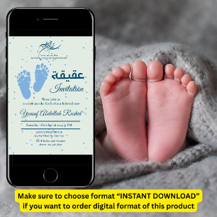 Invitación Huella del recién nacido bebé musulmán Aqiqah Aqee