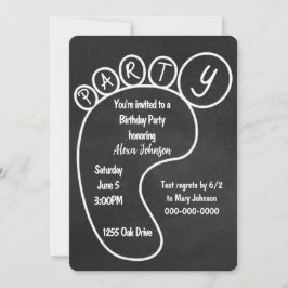 Invitación Huella fiesta En El Cartón Negro