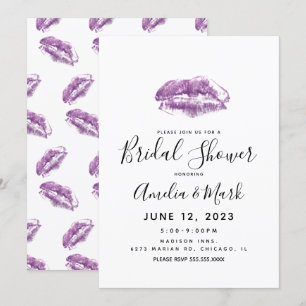 Invitación Huella Real De Labios Bridal Shower Para Chicas  