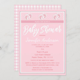 Invitación Huella rosada Baby Shower del chica