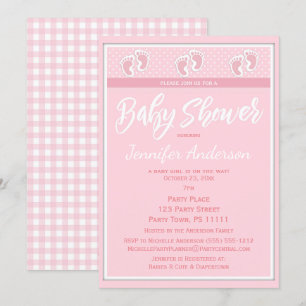 Invitación Huella rosada Baby Shower del chica