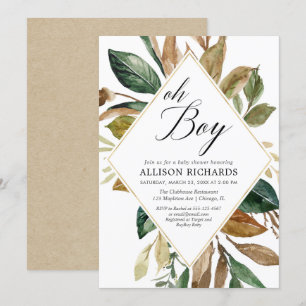 Invitación Huella ruidosa vegetal niño ducha de bebé