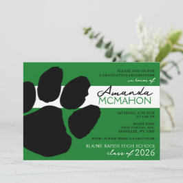 Invitación Huella verde y negra elegante (Foto de vuelta)