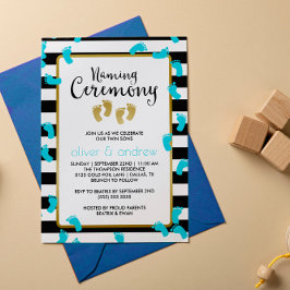 Invitación Huellas azules Ceremonia de Nomenclatura de Gemelo