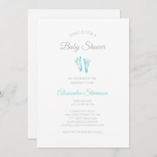Invitación Huellas azules preciosas de Simple Boy Baby Shower