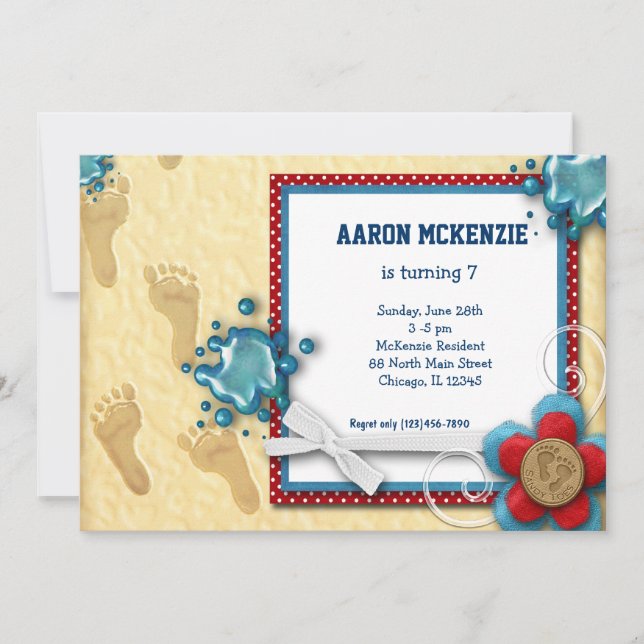 Invitación Huellas de cumpleaños (Anverso)