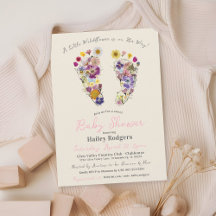 Huellas de flores silvestres Beige Baby Shower