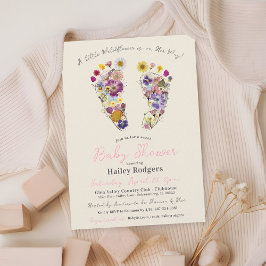 Invitación Huellas de flores silvestres Beige Baby Shower