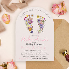 Invitación Huellas de flores silvestres cúrgenes Arco Baby Sh