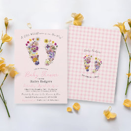 Invitación Huellas de flores silvestres presionadas para bebé