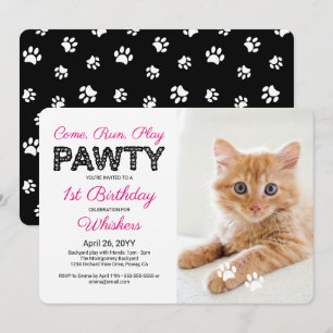 Invitación Huellas de patas lindas Cumpleaños personalizado d