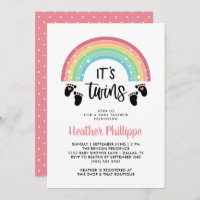 Huellas del Chica arcoiris mellizas Baby Shower