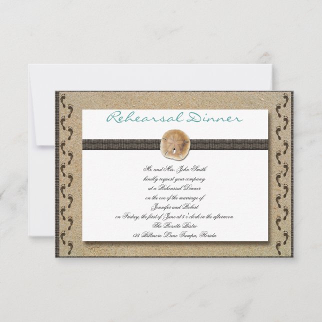 Invitación Huellas en el ensayo del Boda de arena (Anverso)