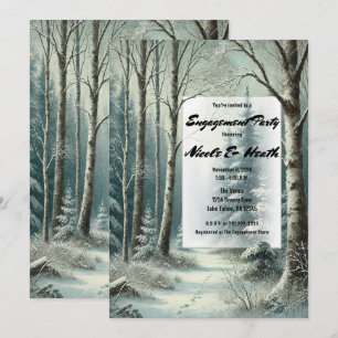 Invitación Huellas en la Nieve Fiesta de Compromiso Rústica d