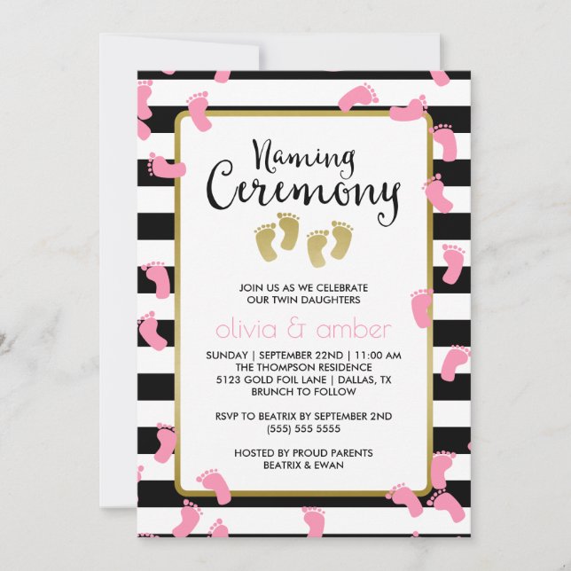Invitación Huellas rosadas Ceremonia de Nombramiento de Gemel (Anverso)