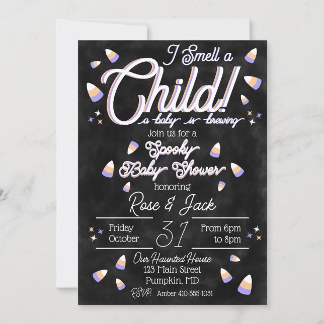 Invitación Huelo a un niño (Anverso)