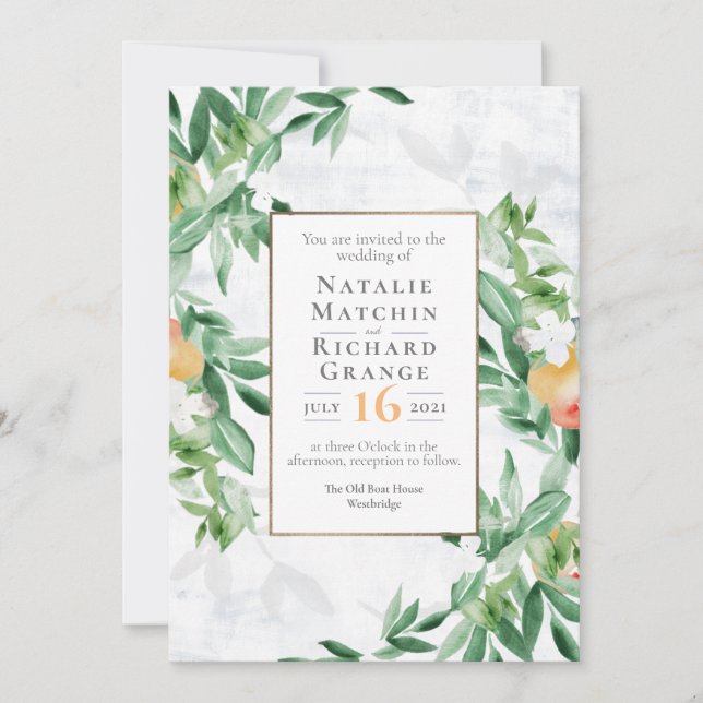 Invitación Huerto de verano abundante fruta (Anverso)