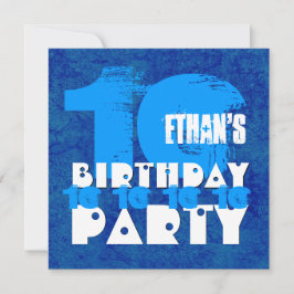 Invitación HUES de la fiesta de cumpleaños número 10 de AZUL