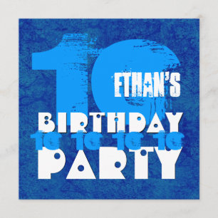 Invitación HUES de la fiesta de cumpleaños número 10 de AZUL