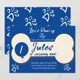 Invitación Hueso de perro de cumpleaños simple Paw-ty Fiesta 