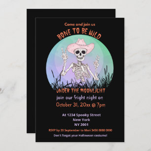 Invitación Hueso Para Ser Salvaje Halloween