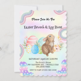 Invitación Huevo de cacería de conejito lindo Feliz día de Pa