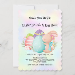 Invitación Huevo de caza de conejo arcoiris Feliz día de Pasc