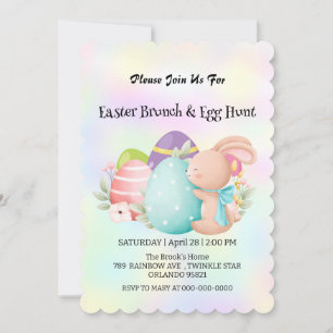 Invitación Huevo de caza de conejo arcoiris Feliz día de Pasc