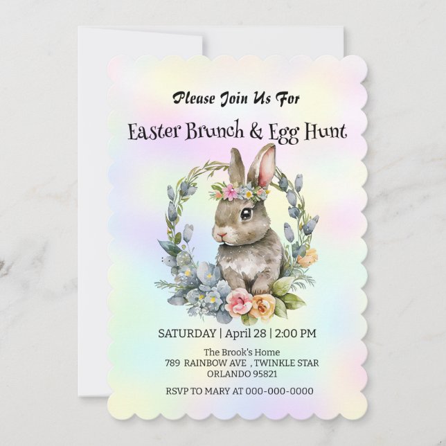 Invitación Huevo de caza de liebre lindo Fiesta feliz día de  (Anverso)