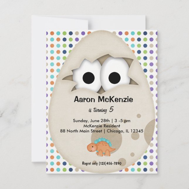 Invitación Huevo de dinosaurio (Anverso)